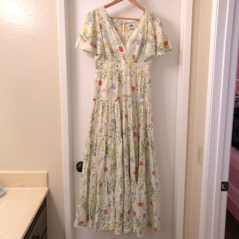 RARE VINTAGE LANZ GARDEN PARTY FLORAL MAXI DRESS
